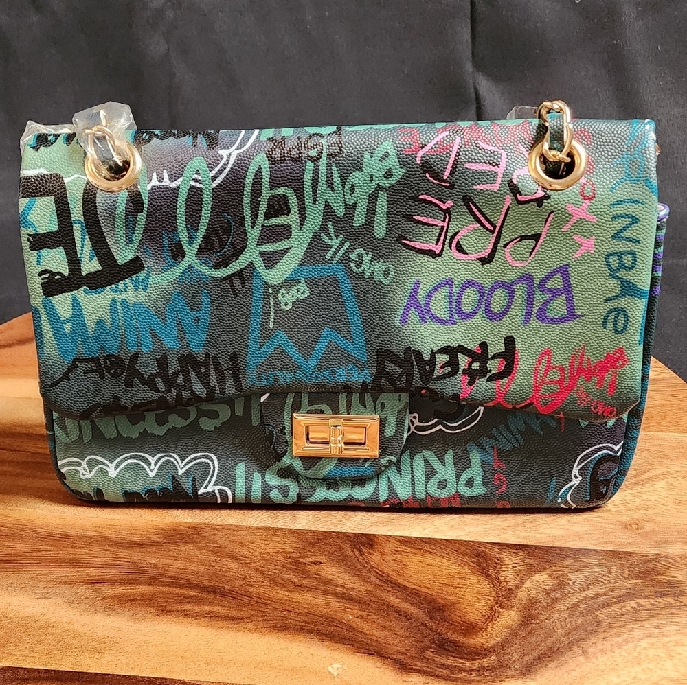 NWOT 3 Am Forever Graffiti Purse MultiColor.